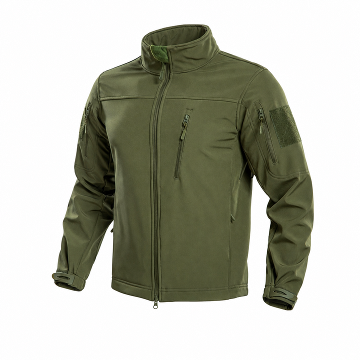 Men's fleece-lined tactical softshell jacket in Army Green