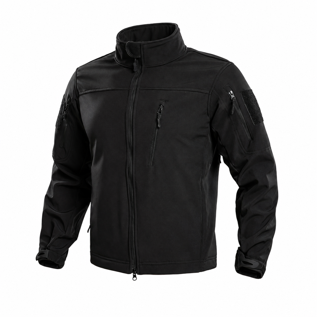 Men's fleece-lined tactical softshell jacket in Black