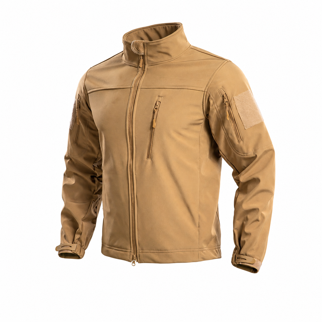 Men's fleece-lined tactical softshell jacket in Khaki