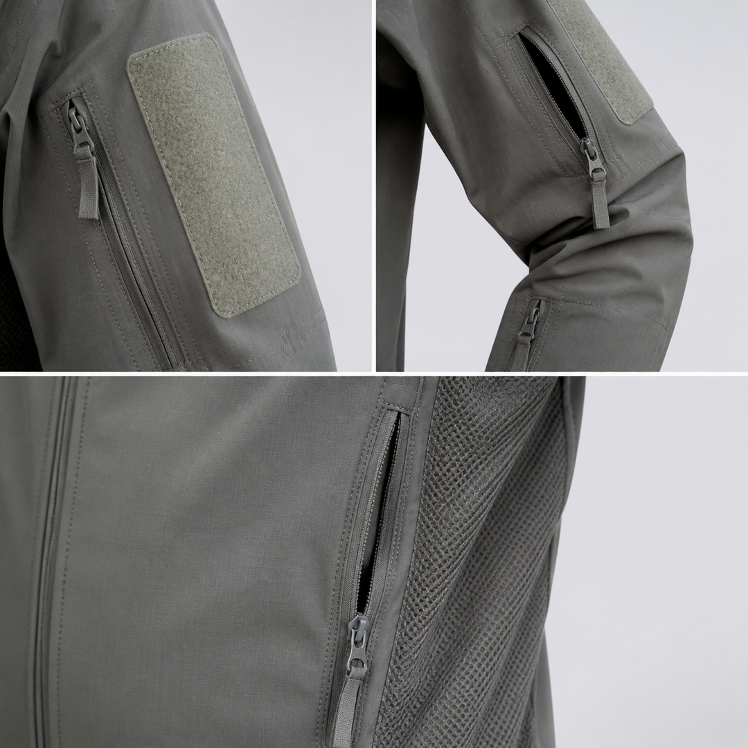 Men's delta tactical softshell jacket pocket and sleeve details