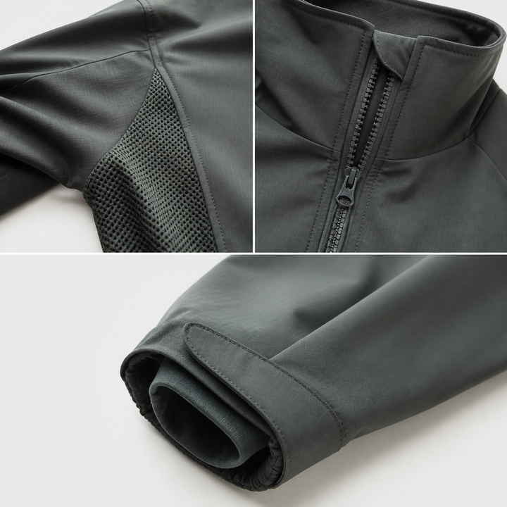 Men's delta tactical softshell jacket fabric and cuff details