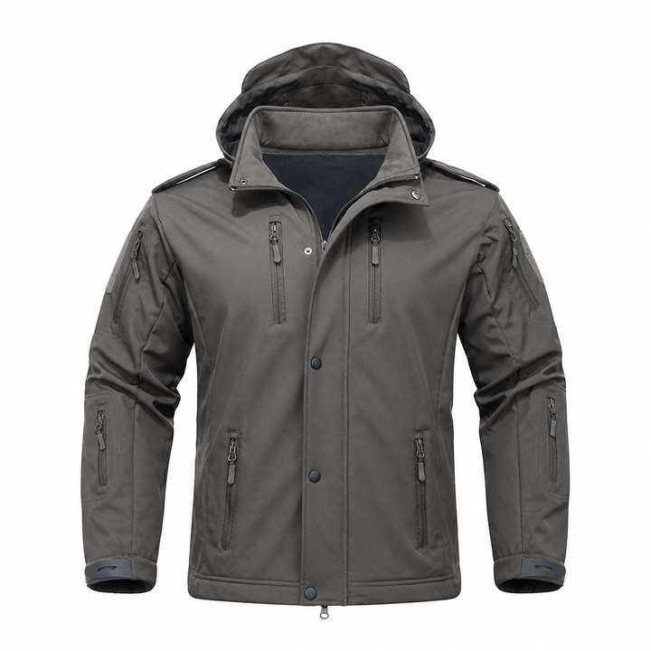 Men's hooded fleece-lined softshell jacket in Gray