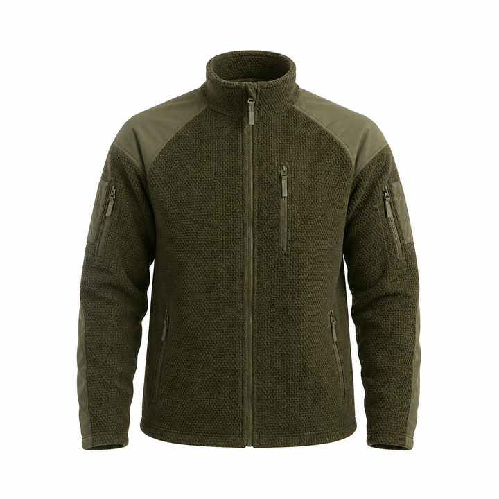 Men's grid fleece tactical jacket in Army Green