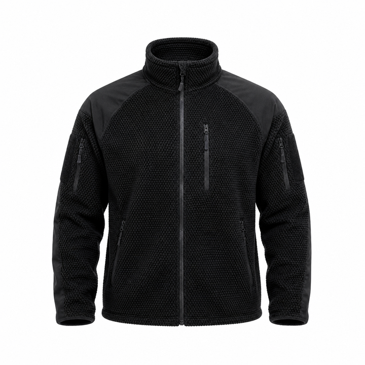 Men's grid fleece tactical jacket in Black