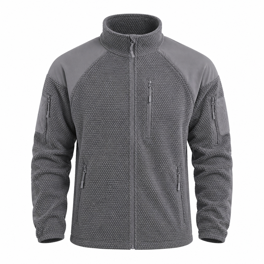 Men's grid fleece tactical jacket in Gray