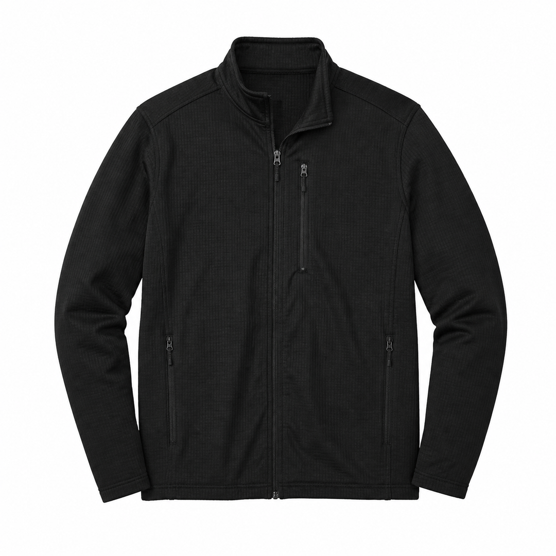 Men's lightweight grid-knit fleece jacket in Black
