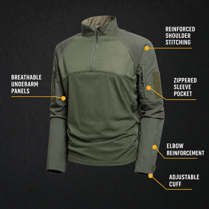 Men's Tactical Combat Shirt – Long-Sleeve Outdoor Work Top