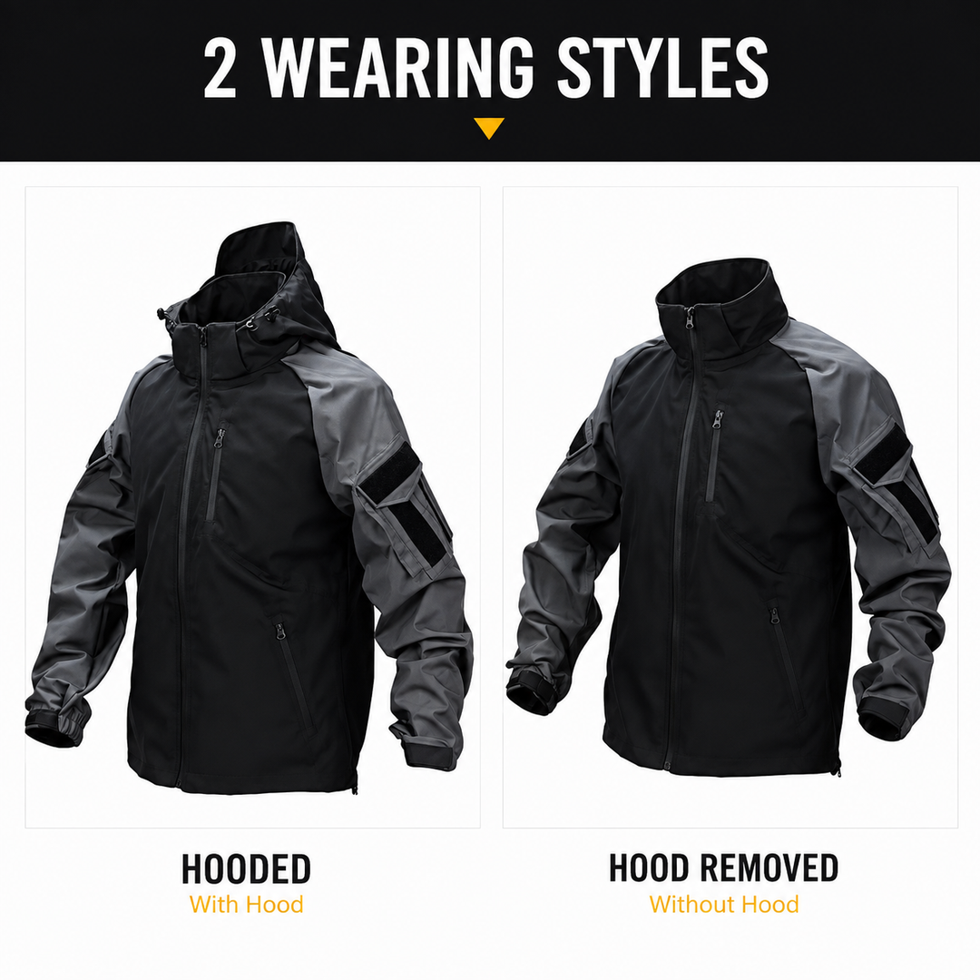 Men's Tactical Hooded Waterproof Jacket – Outdoor Utility Windbreaker