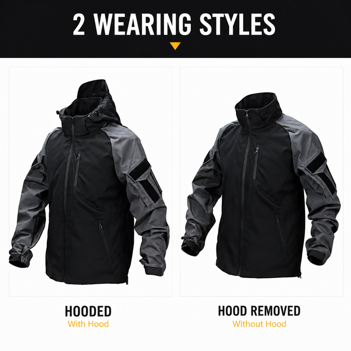 Men's Tactical Hooded Waterproof Jacket – Outdoor Utility Windbreaker