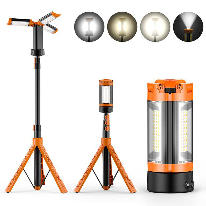 Rechargeable 9000mAh Camping Light with Adjustable Tripod, 2600 Lumens Cordless Work and Emergency Lamp