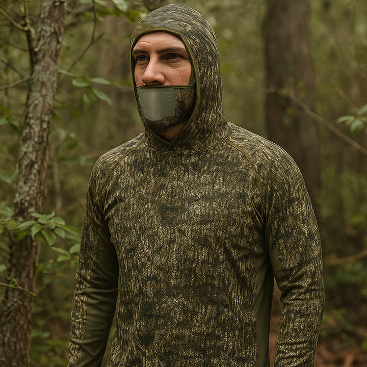 TWS UPF 50+Men's Hunting Shirts with Mask Long Sleeve Camo Fishing Hoodie