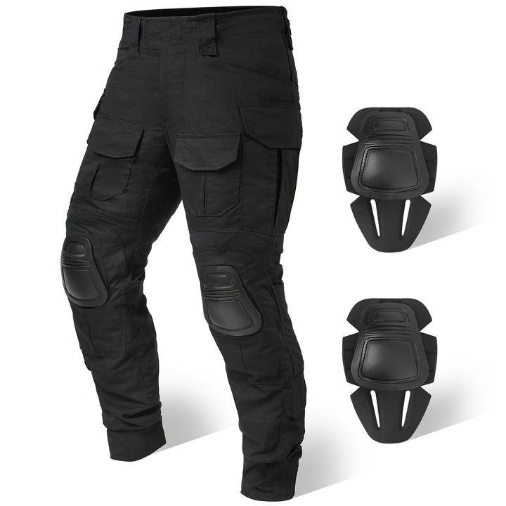 G3 Pro Combat Pants with Knee Pads Rip-Stop Tactical Pants Black