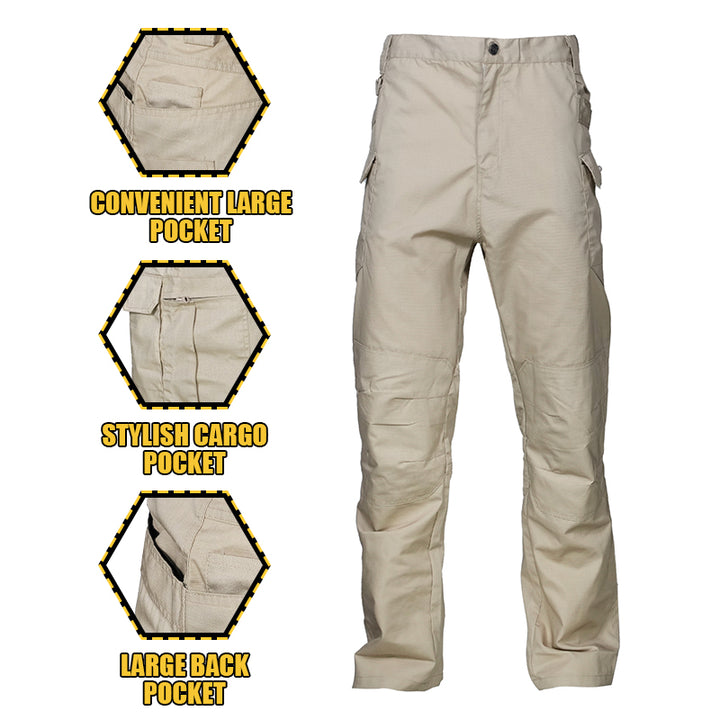 Men's Scout Water Resistant Ripstop Tactical Cargo Pants Khaki