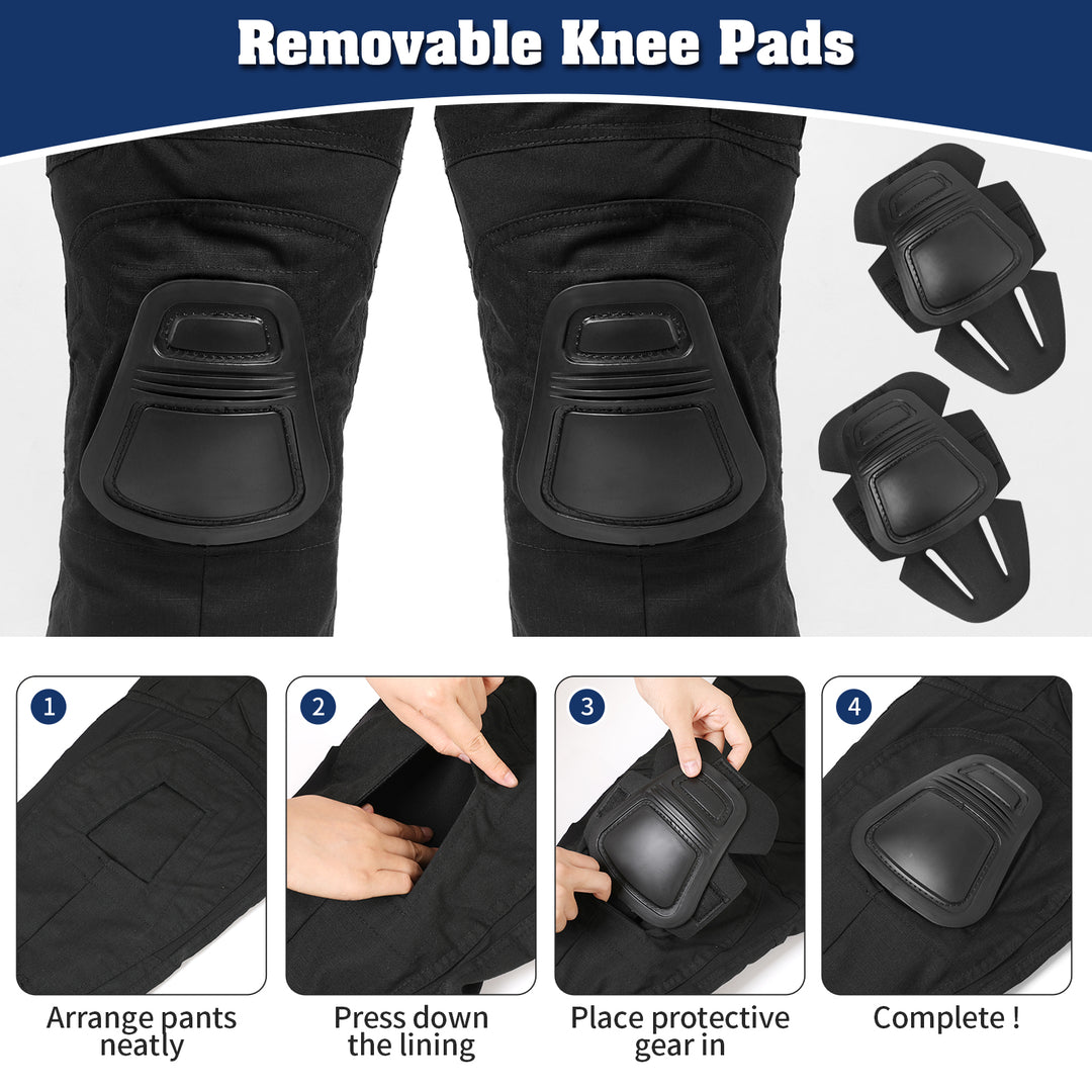 G3 Pro Combat Pants with Knee Pads Rip-Stop Tactical Pants Black