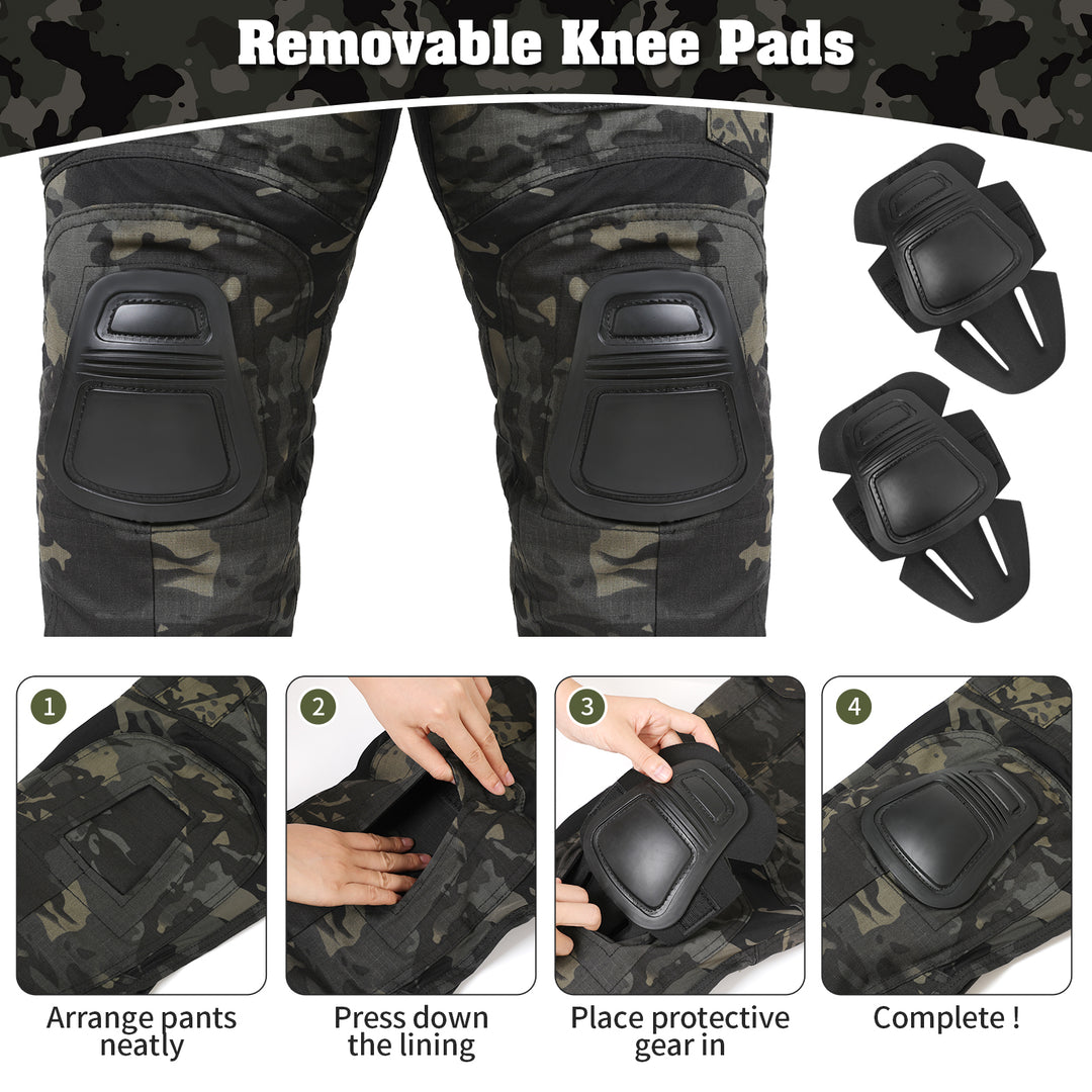 G3 Pro Combat Pants with Knee Pads Rip-Stop Tactical Pants Dark Camo