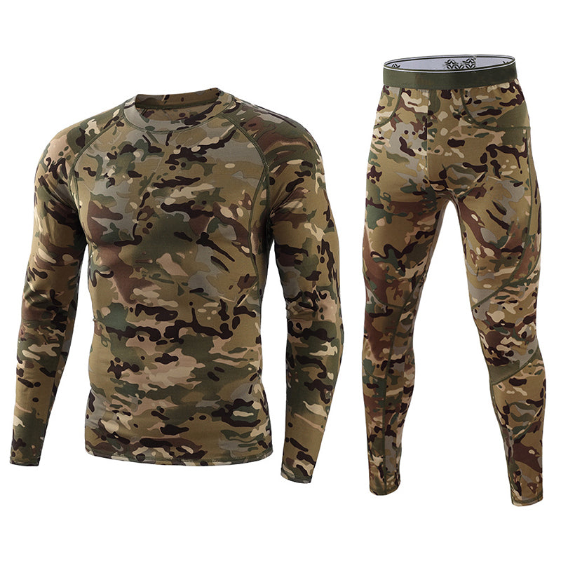 Men's Camouflage Thermal Underwear Tactical Sports Shapewear Set