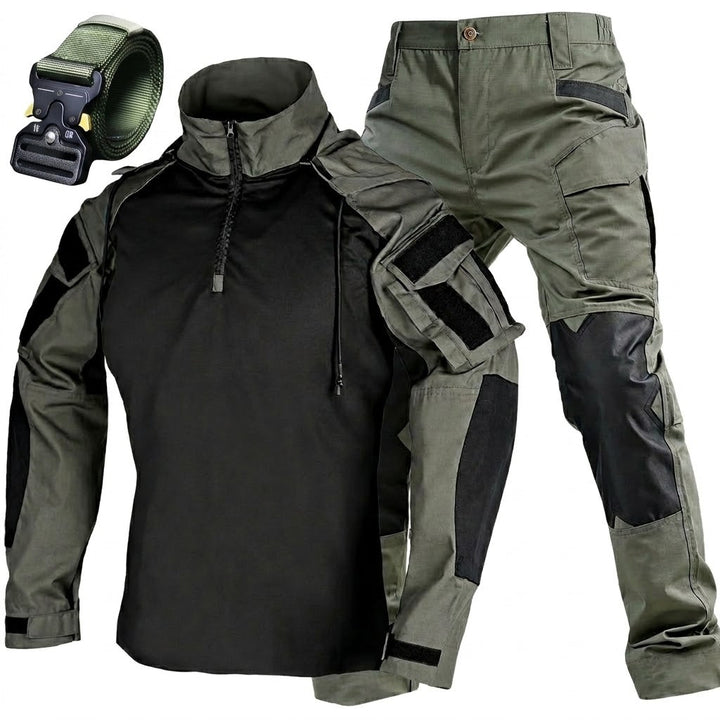 Men’s 3-Piece Tactical Uniform Set – Quick Dry Hoodie Combat Shirt, Pants & Belt