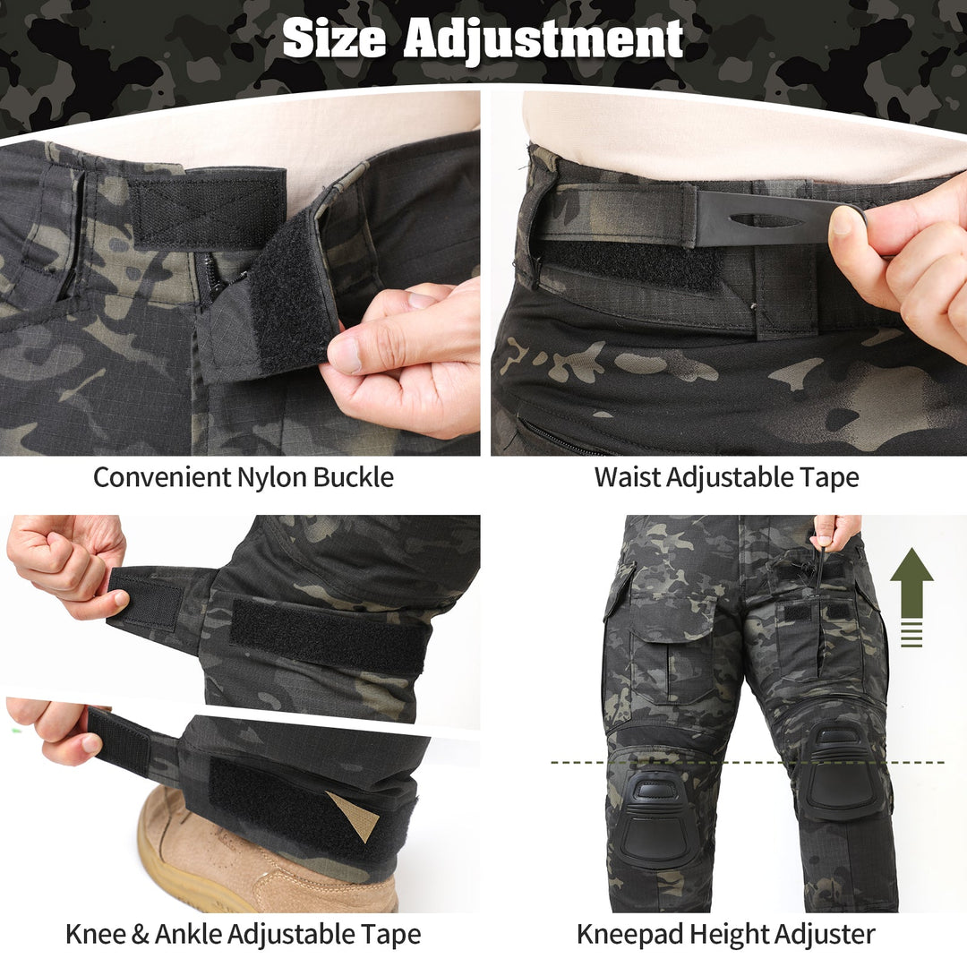 G3 Pro Combat Pants with Knee Pads Rip-Stop Tactical Pants Dark Camo