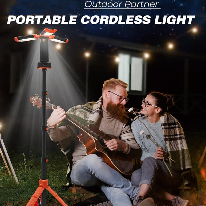 Rechargeable 9000mAh Camping Light with Adjustable Tripod, 2600 Lumens Cordless Work and Emergency Lamp