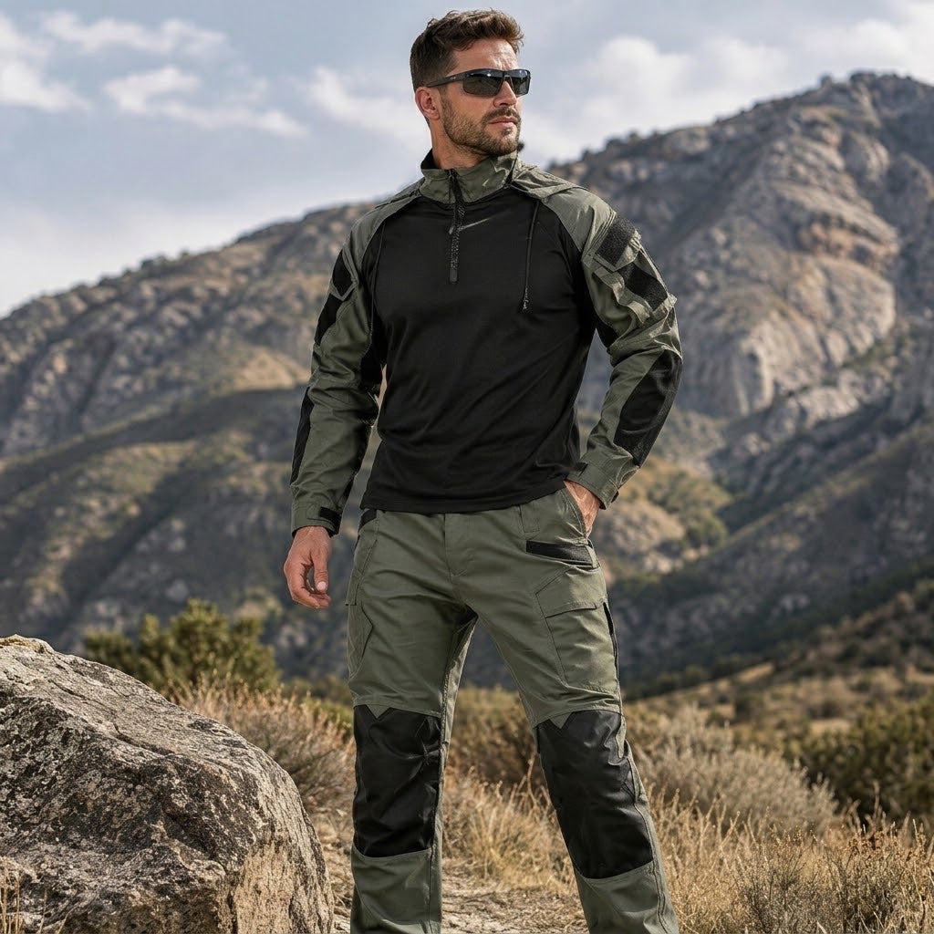 Men’s 3-Piece Tactical Uniform Set – Quick Dry Hoodie Combat Shirt, Pants & Belt