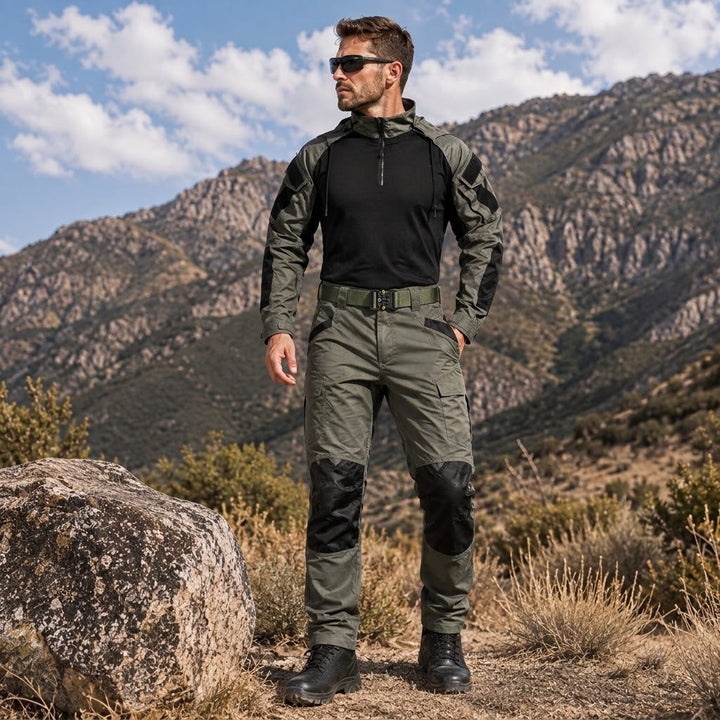 Men’s 3-Piece Tactical Uniform Set – Quick Dry Hoodie Combat Shirt, Pants & Belt