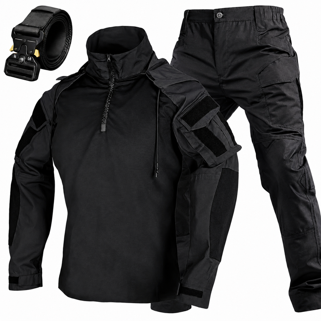 Men’s 3-Piece Tactical Uniform Set – Quick Dry Hoodie Combat Shirt, Pants & Belt