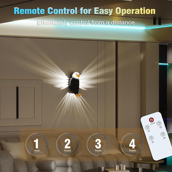 Bald Eagle Wall Light with Remote Control