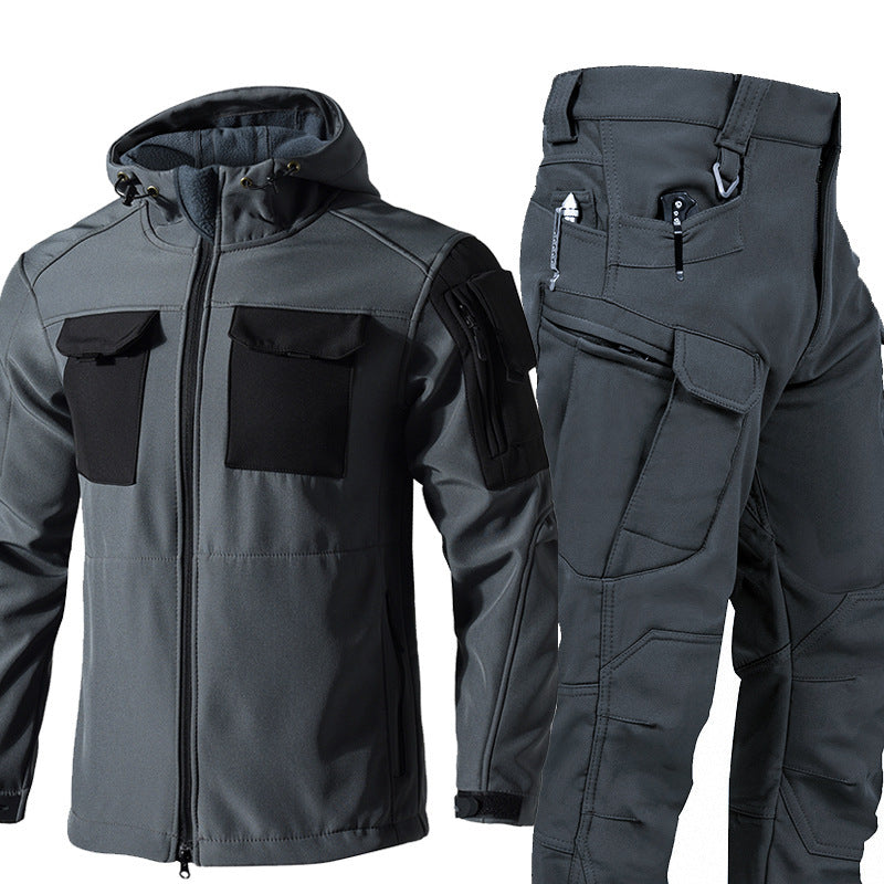 TWS StormGuard Men’s Tactical Softshell Fleece-lined Jacket & Pants Set for Winter