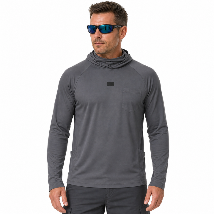 UPF 50+ Hooded Sun Shirt | Lightweight Quick-Dry Fishing Shirt with Built-In Face Mask