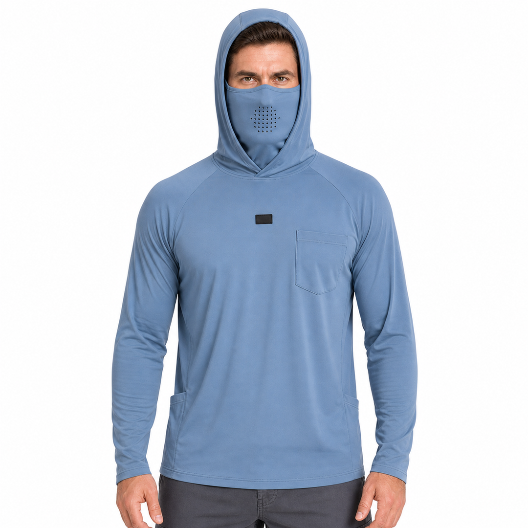 UPF 50+ Hooded Sun Shirt | Lightweight Quick-Dry Fishing Shirt with Built-In Face Mask