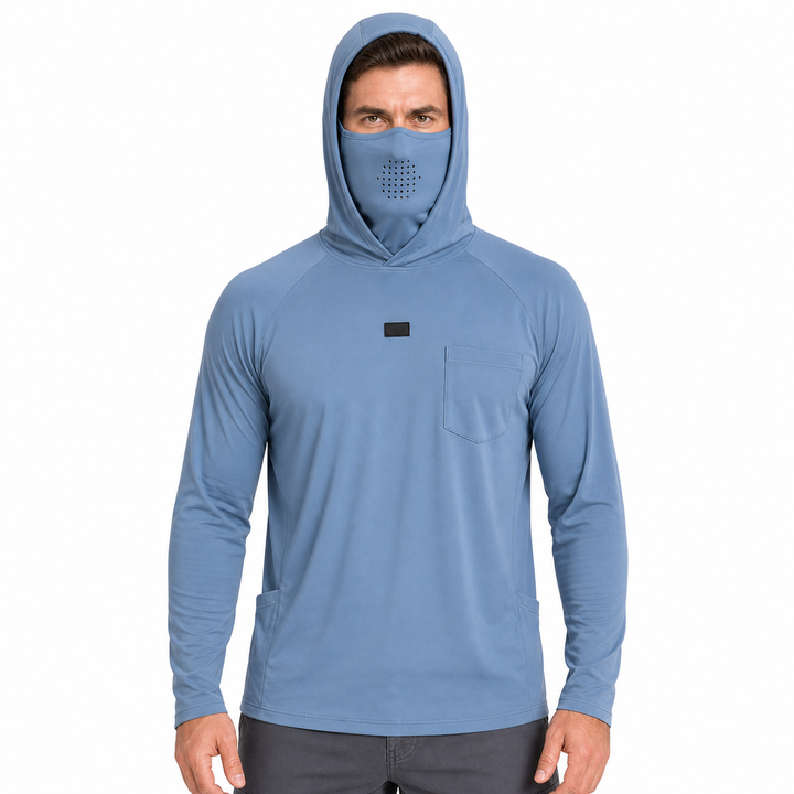 UPF 50+ Hooded Sun Shirt | Lightweight Quick-Dry Fishing Shirt with Built-In Face Mask