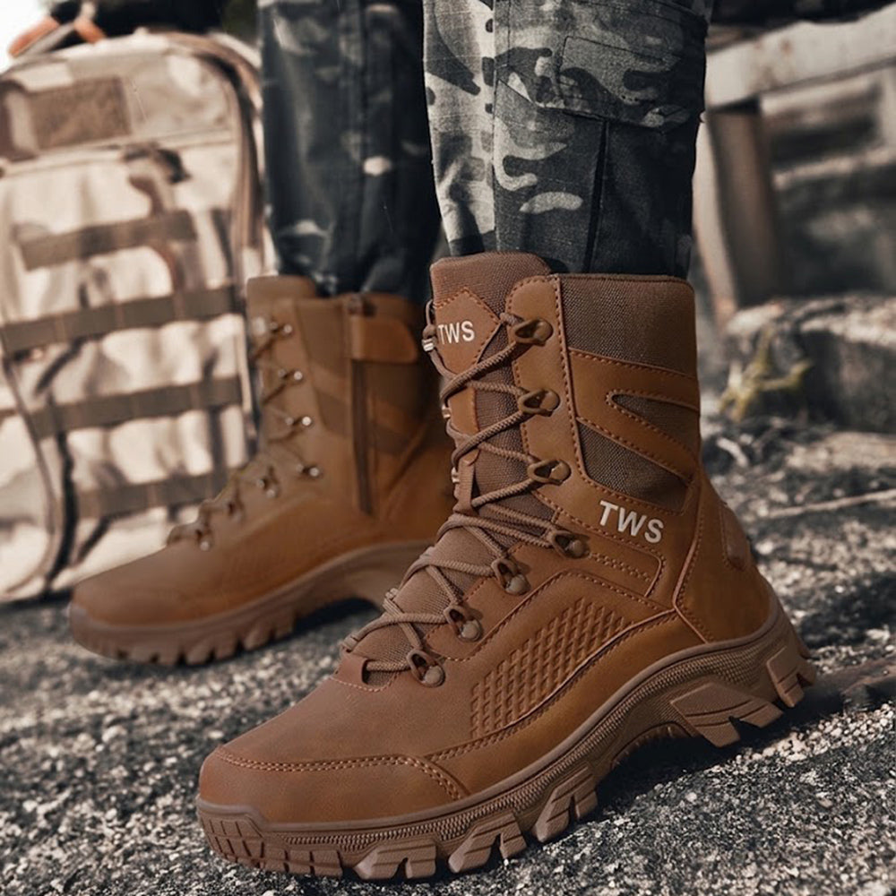 Men’s High-Top Tactical Hiking Boots – Rugged Outdoor Combat Boots with Traction Sole
