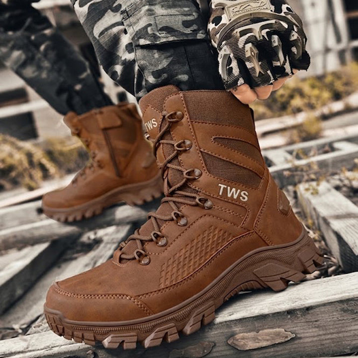 Men’s High-Top Tactical Hiking Boots – Rugged Outdoor Combat Boots with Traction Sole