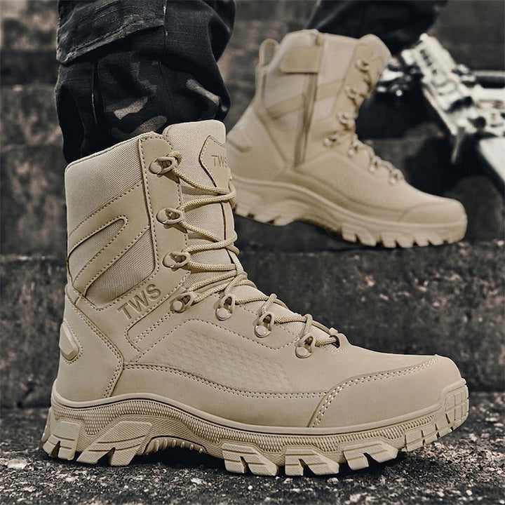 Men’s High-Top Tactical Hiking Boots – Rugged Outdoor Combat Boots with Traction Sole