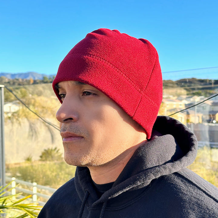 Men's Fleece Tactical Beanie Hat REd