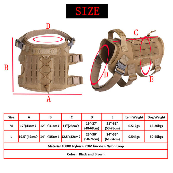 Nylon Tactical Service Dog Harness Heavy Duty Dog Training Harness