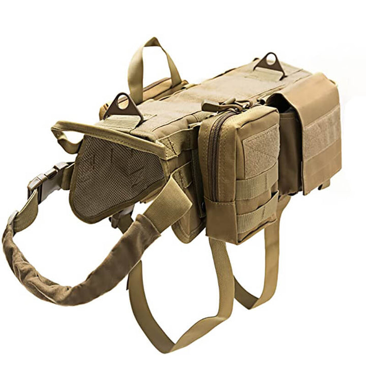 Tactical Dog Harness Adjustable Training Molle Vest with 3 Detachable Pouches